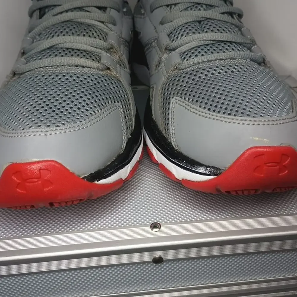 Under Armour Strive 6 Mens 11 Grey Red 1274408 Training Athletic Gym Sneakers